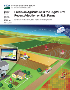This is the cover image for the Precision Agriculture in the Digital Era: Recent Adoption on U.S. Farms report.